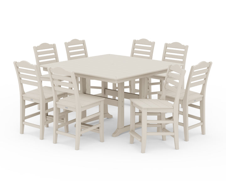 Draper James™ by  POLYWOOD® Savannah Side Chair 9-Piece Square Counter Set with Trestle Legs