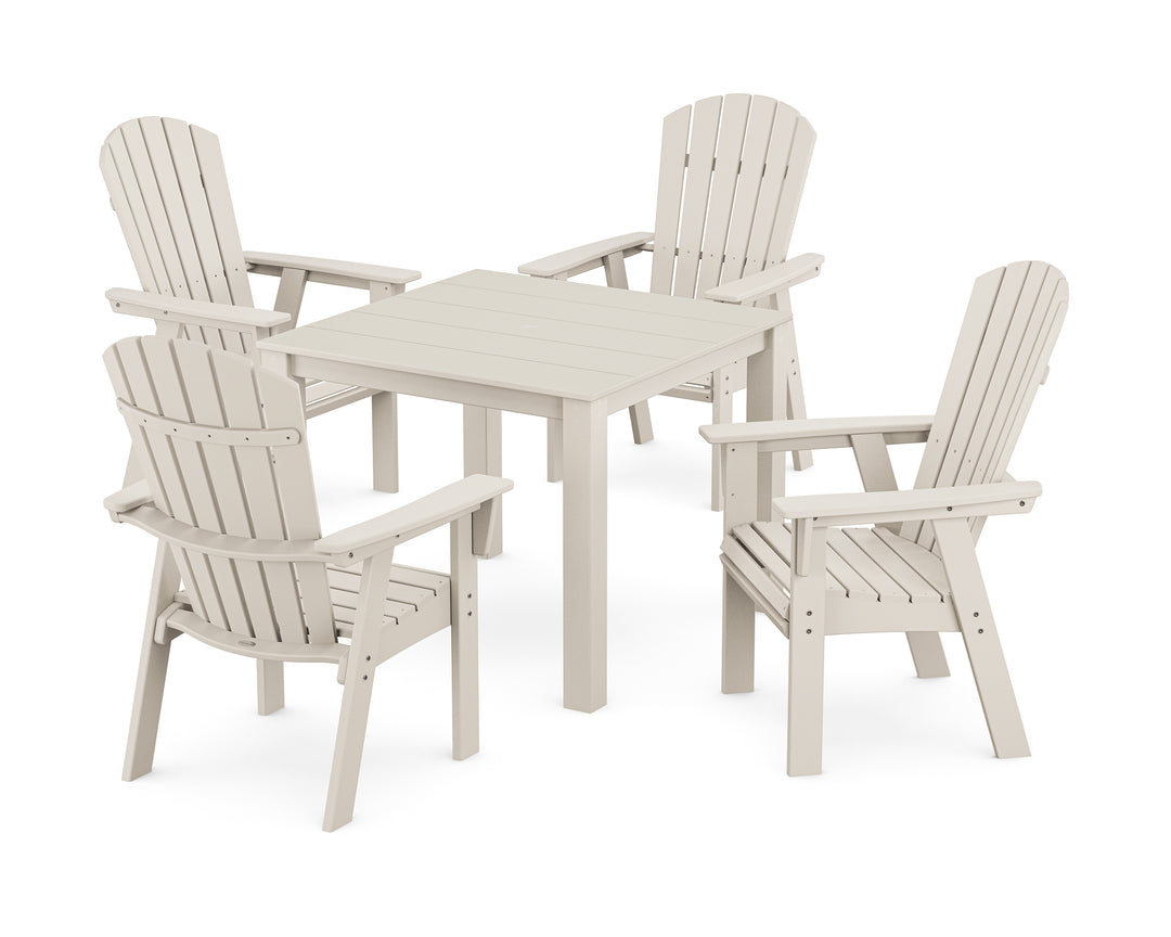 POLYWOOD® Nautical Curveback Adirondack 5-Piece Parsons Dining Set