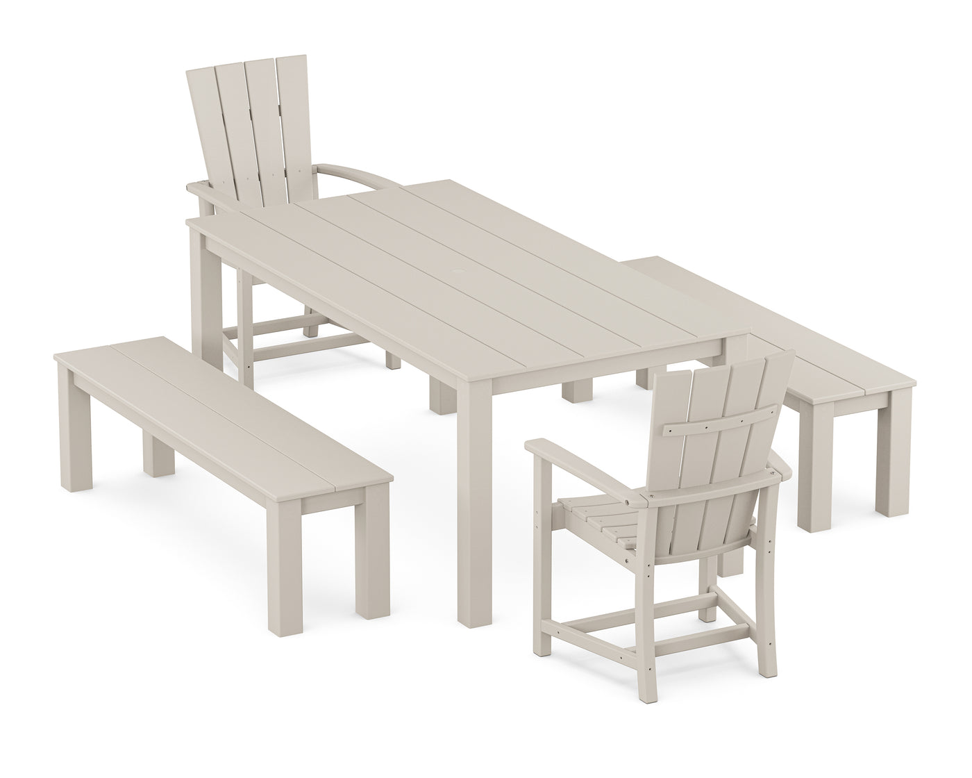 Quattro 5-Piece Parsons Dining Set with Benches