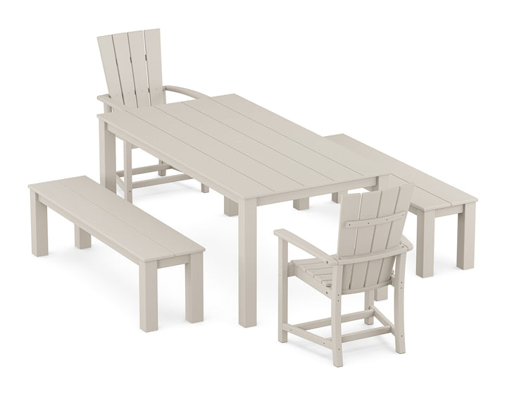 POLYWOOD® Quattro 5-Piece Parsons Dining Set with Benches