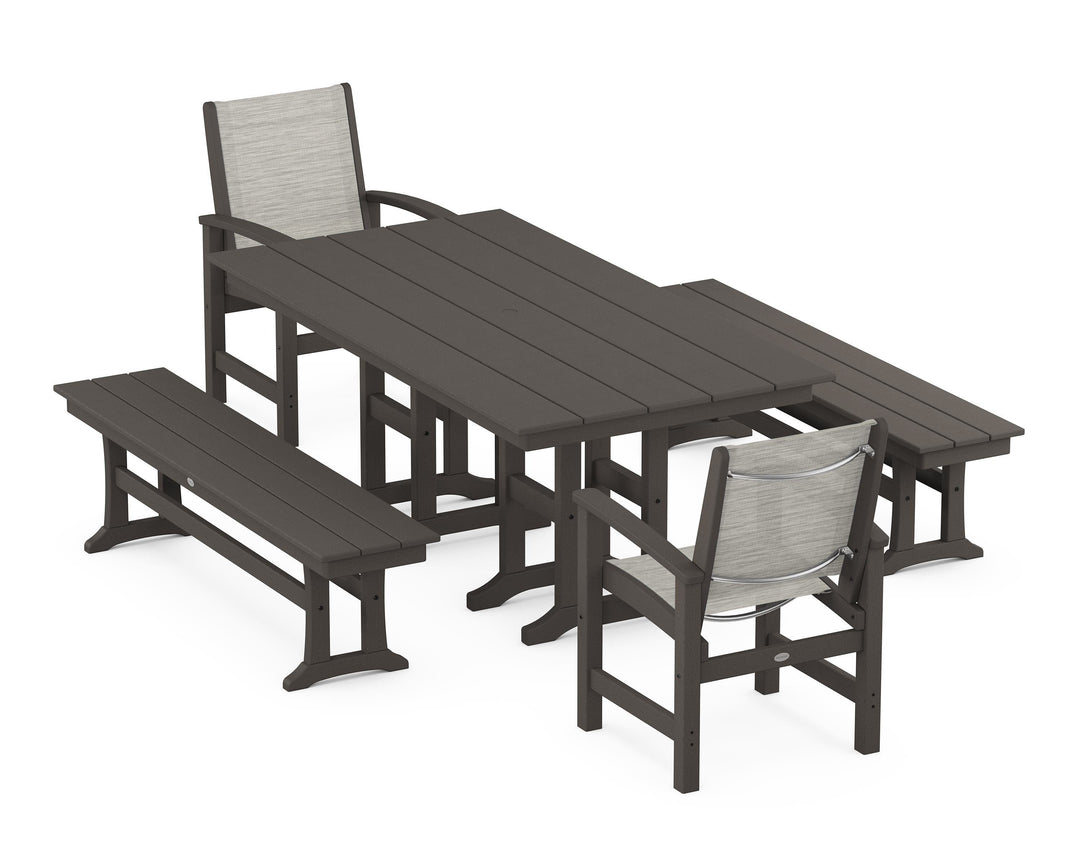 POLYWOOD® Coastal 5-Piece Farmhouse Dining Set