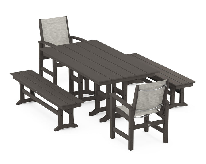 POLYWOOD® Coastal 5-Piece Farmhouse Dining Set
