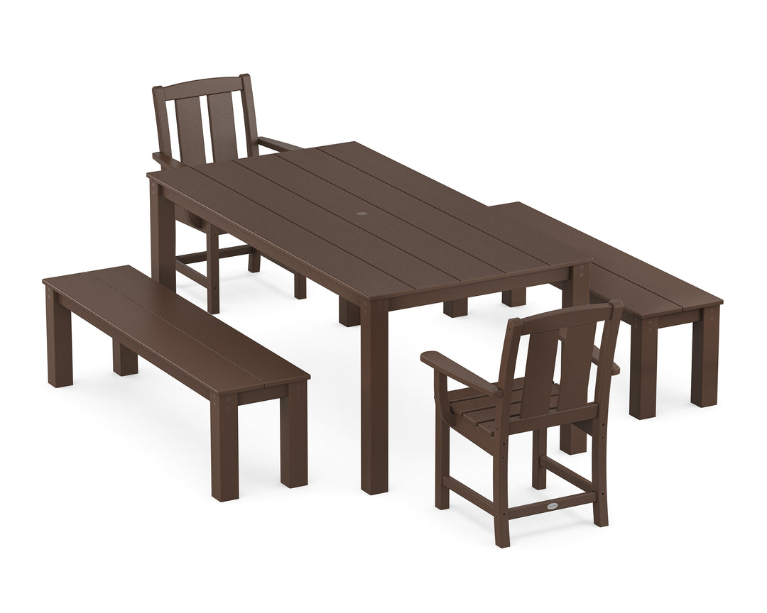 POLYWOOD® Mission 5-Piece Parsons Dining Set with Benches