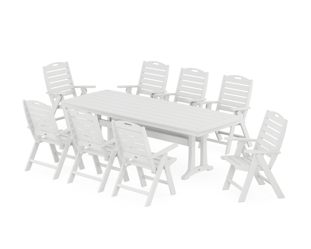 POLYWOOD® Nautical Highback 9-Piece Dining Set with Trestle Legs