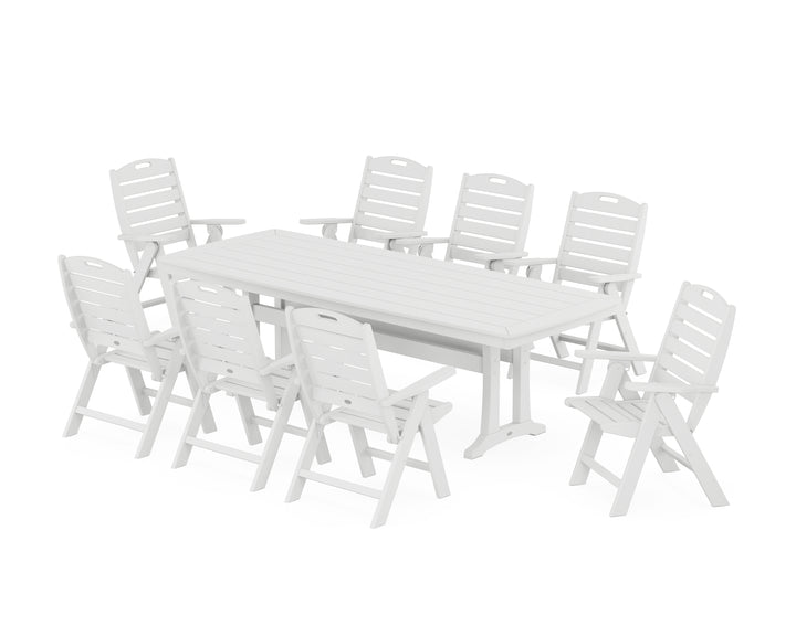 POLYWOOD® Nautical Highback 9-Piece Dining Set with Trestle Legs