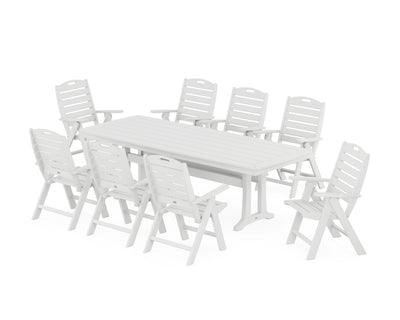 Nautical Highback 9-Piece Dining Set with Trestle Legs