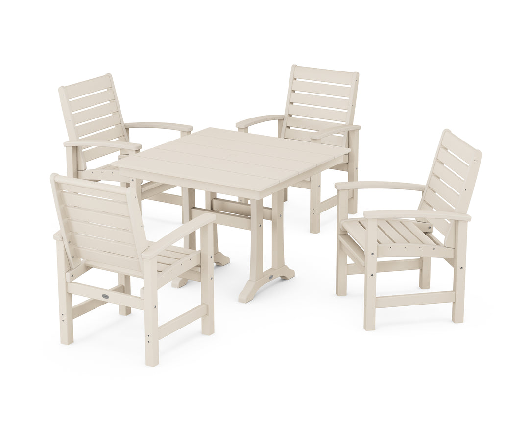 POLYWOOD® Signature 5-Piece Farmhouse Dining Set With Trestle Legs