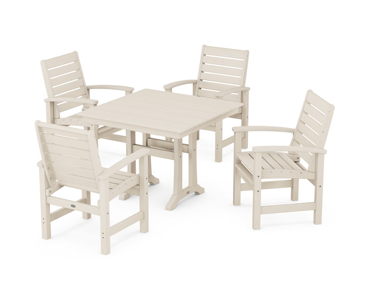 POLYWOOD® Signature 5-Piece Farmhouse Dining Set With Trestle Legs