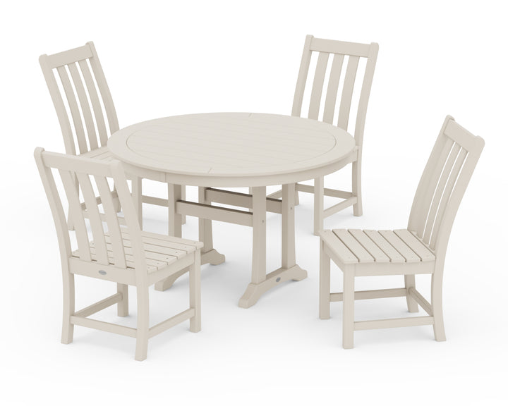 POLYWOOD® Vineyard Side Chair 5-Piece Round Dining Set With Trestle Legs