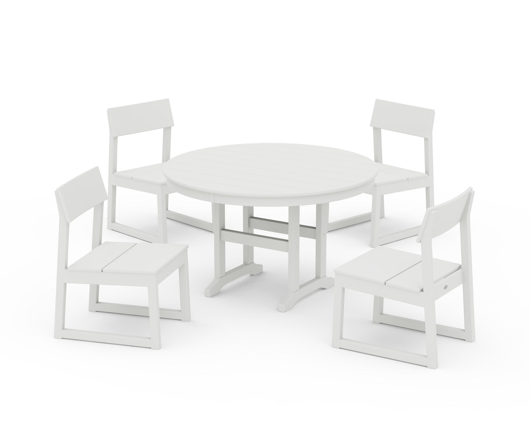 POLYWOOD® EDGE Side Chair 5-Piece Round Farmhouse Dining Set