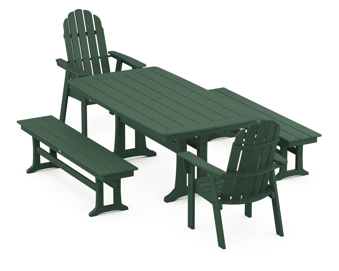 POLYWOOD® Vineyard Adirondack 5-Piece Dining Set with Trestle Legs