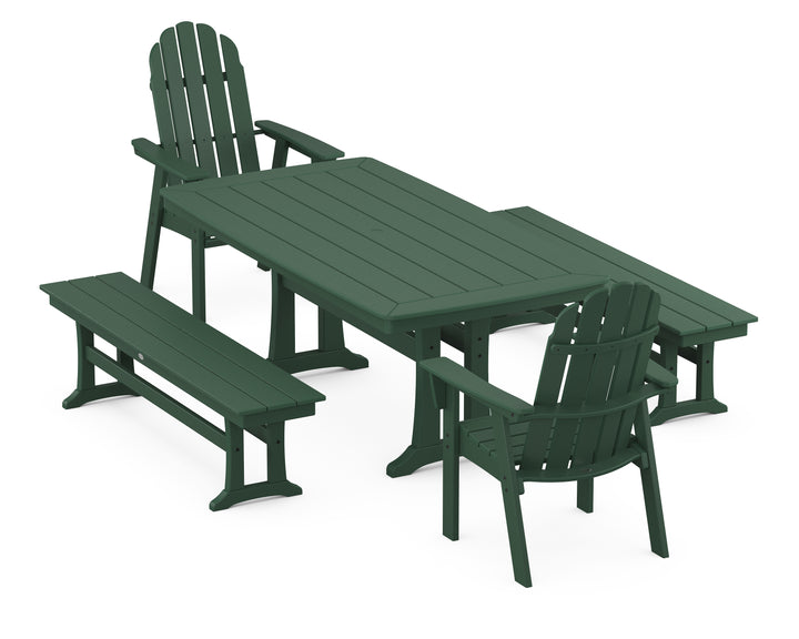 POLYWOOD® Vineyard Adirondack 5-Piece Dining Set with Trestle Legs