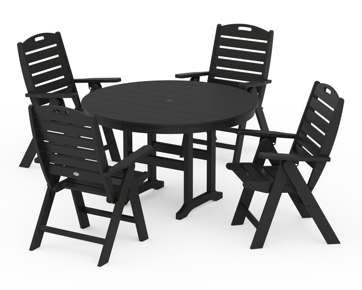 POLYWOOD® Nautical Folding Chair 5-Piece Round Farmhouse Dining Set