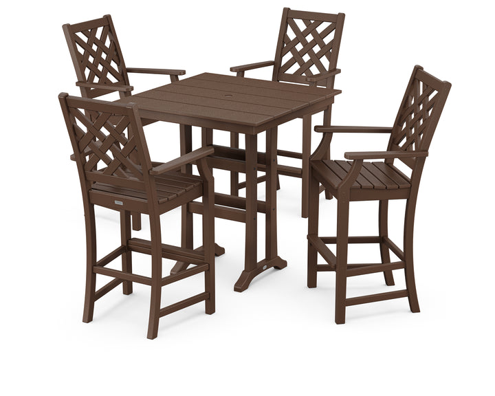 Country Living Wovendale 5-Piece Farmhouse Bar Set with Trestle Legs