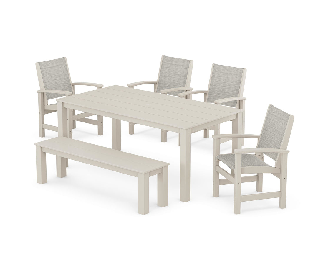 POLYWOOD® Coastal 6-Piece Parsons Dining Set with Bench