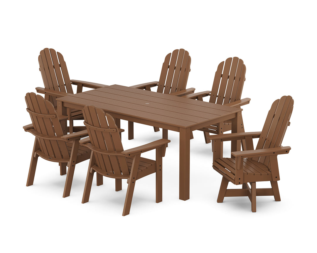 POLYWOOD® Vineyard Curveback Adirondack 7-Piece Parsons Swivel Dining Set