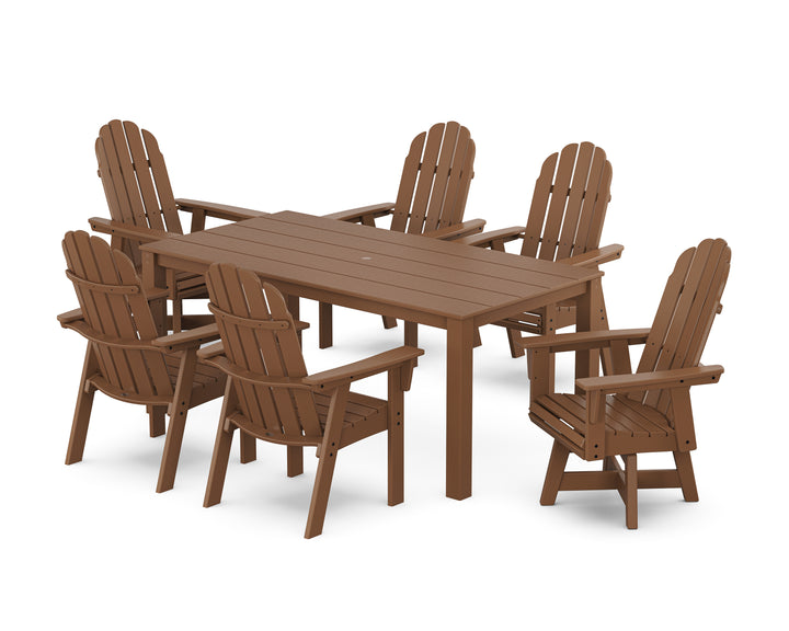 POLYWOOD® Vineyard Curveback Adirondack 7-Piece Parsons Swivel Dining Set