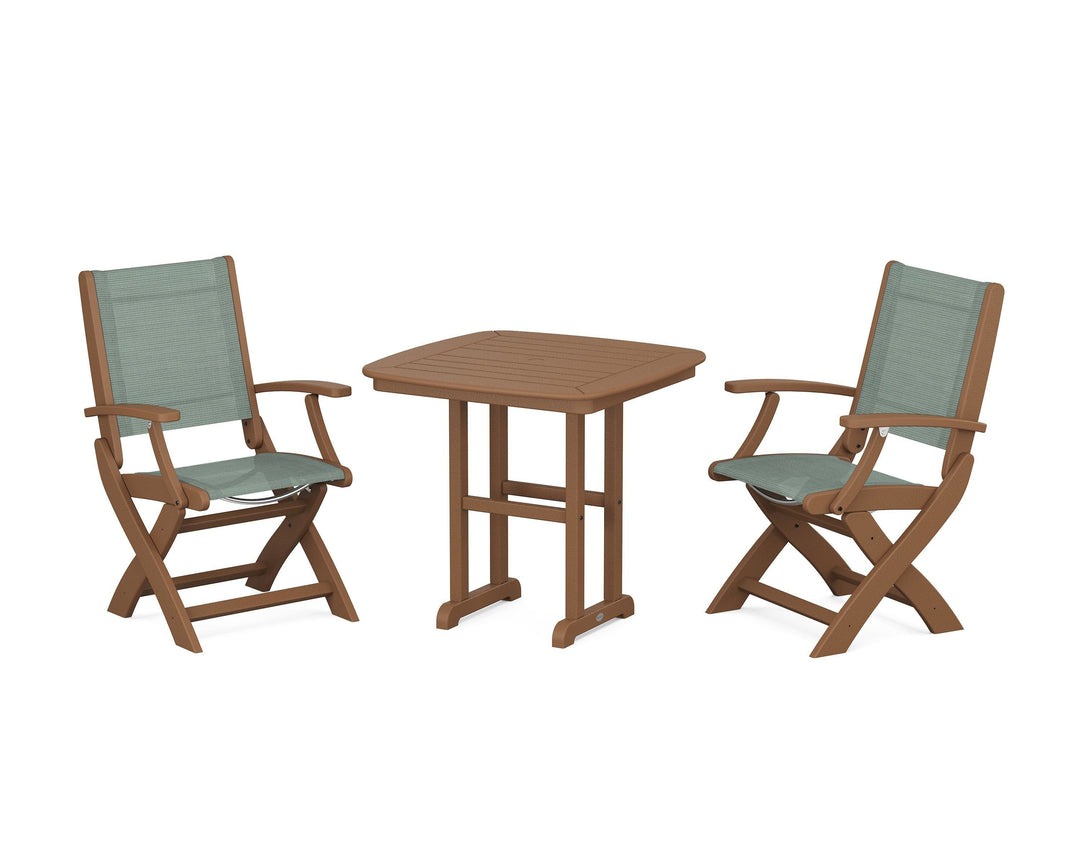 POLYWOOD® Coastal Folding Chair 3-Piece Dining Set