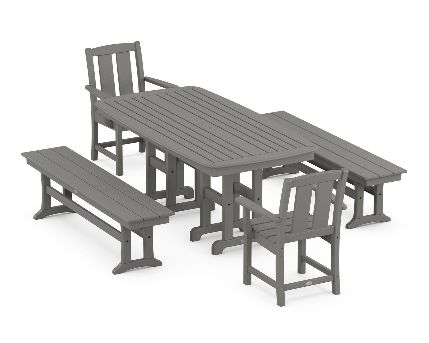 Mission 5-Piece Dining Set with Benches