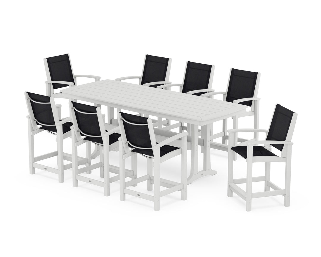 POLYWOOD® Coastal 9-Piece Counter Set with Trestle Legs