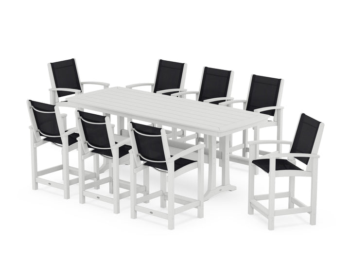 POLYWOOD® Coastal 9-Piece Counter Set with Trestle Legs
