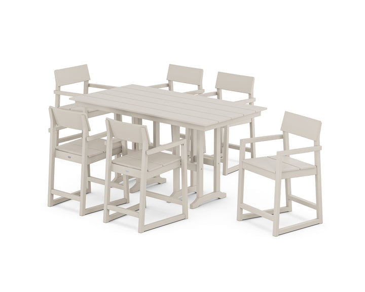 POLYWOOD® EDGE Arm Chair 7-Piece Farmhouse Counter Set