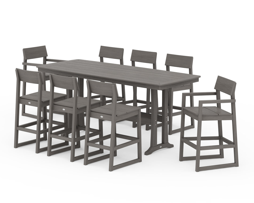 POLYWOOD® EDGE 9-Piece Bar Set with Trestle Legs