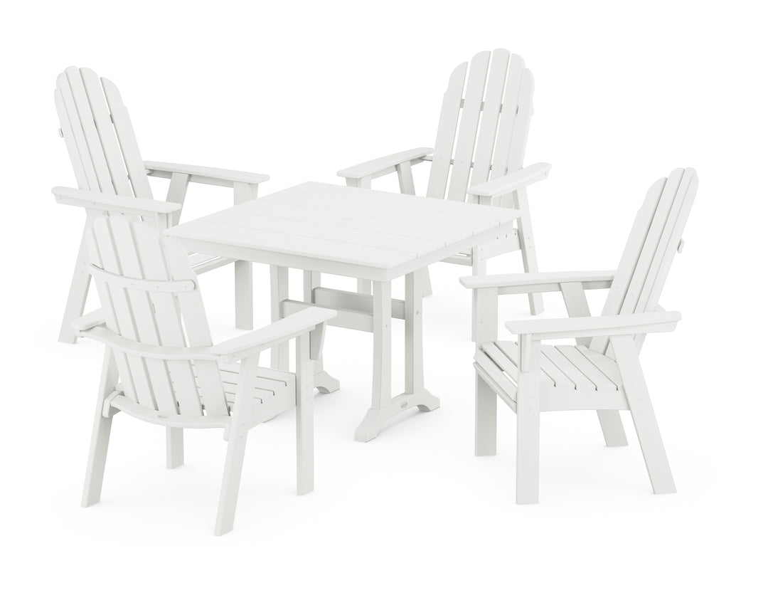 POLYWOOD® Vineyard Adirondack 5-Piece Farmhouse Dining Set With Trestle Legs