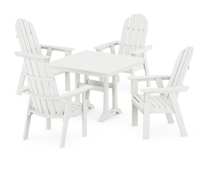 POLYWOOD® Vineyard Adirondack 5-Piece Farmhouse Dining Set With Trestle Legs