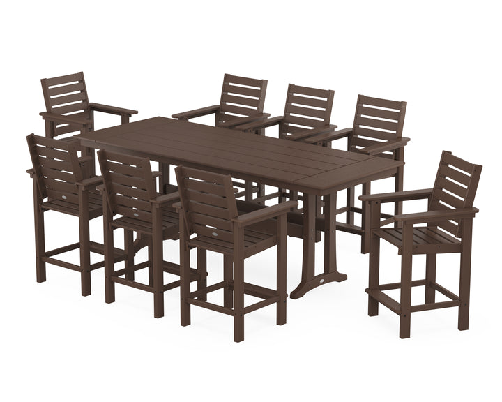 POLYWOOD® Captain 9-Piece Farmhouse Counter Set with Trestle Legs