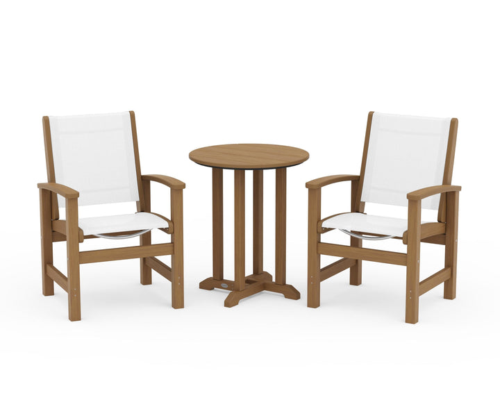 POLYWOOD® Coastal 3-Piece Round Bistro Dining Set