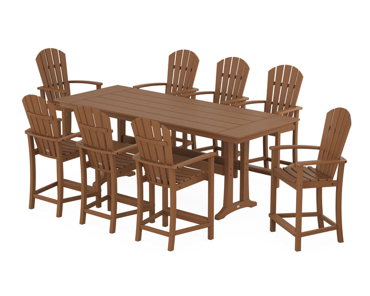 POLYWOOD® Palm Coast 9-Piece Farmhouse Counter Set with Trestle Legs