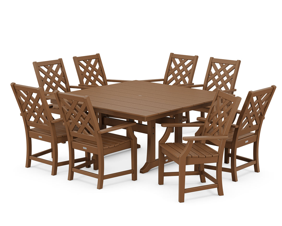 Country Living Wovendale 9-Piece Square Farmhouse Dining Set with Trestle Legs