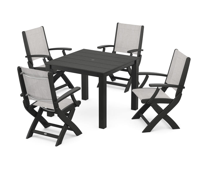POLYWOOD® Coastal Folding Chair 5-Piece Parsons Dining Set