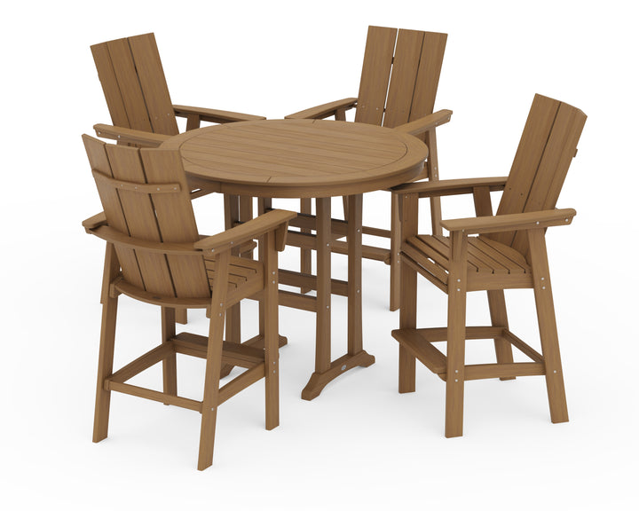 POLYWOOD® Modern Curveback Adirondack 5-Piece Nautical Trestle Bar Set