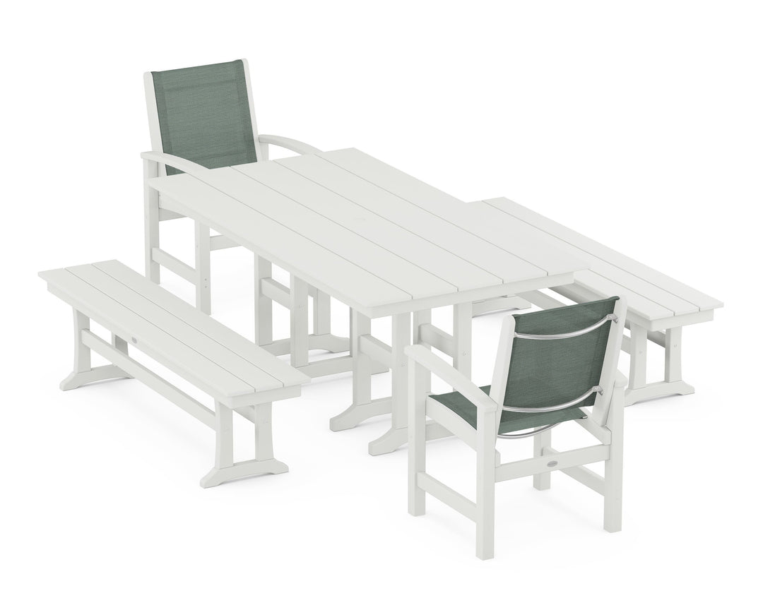 POLYWOOD® Coastal 5-Piece Farmhouse Dining Set