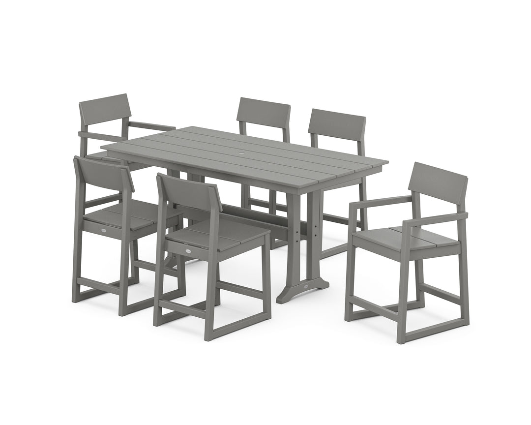 POLYWOOD® EDGE 7-Piece Farmhouse Counter Set with Trestle Legs