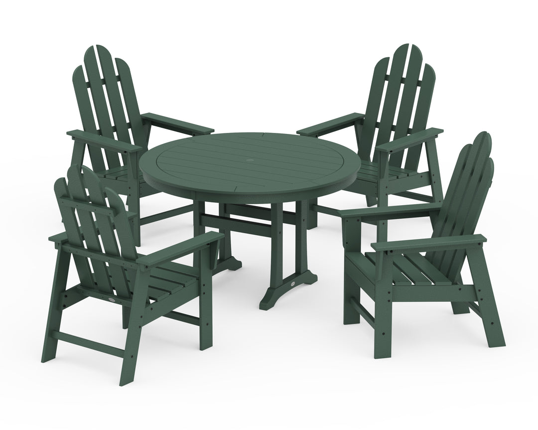POLYWOOD® Long Island 5-Piece Round Dining Set with Trestle Legs