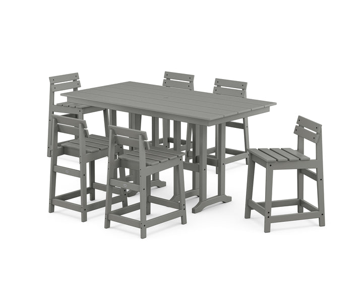 POLYWOOD® Modern Studio Plaza Lowback Counter Chair 7-Piece Set