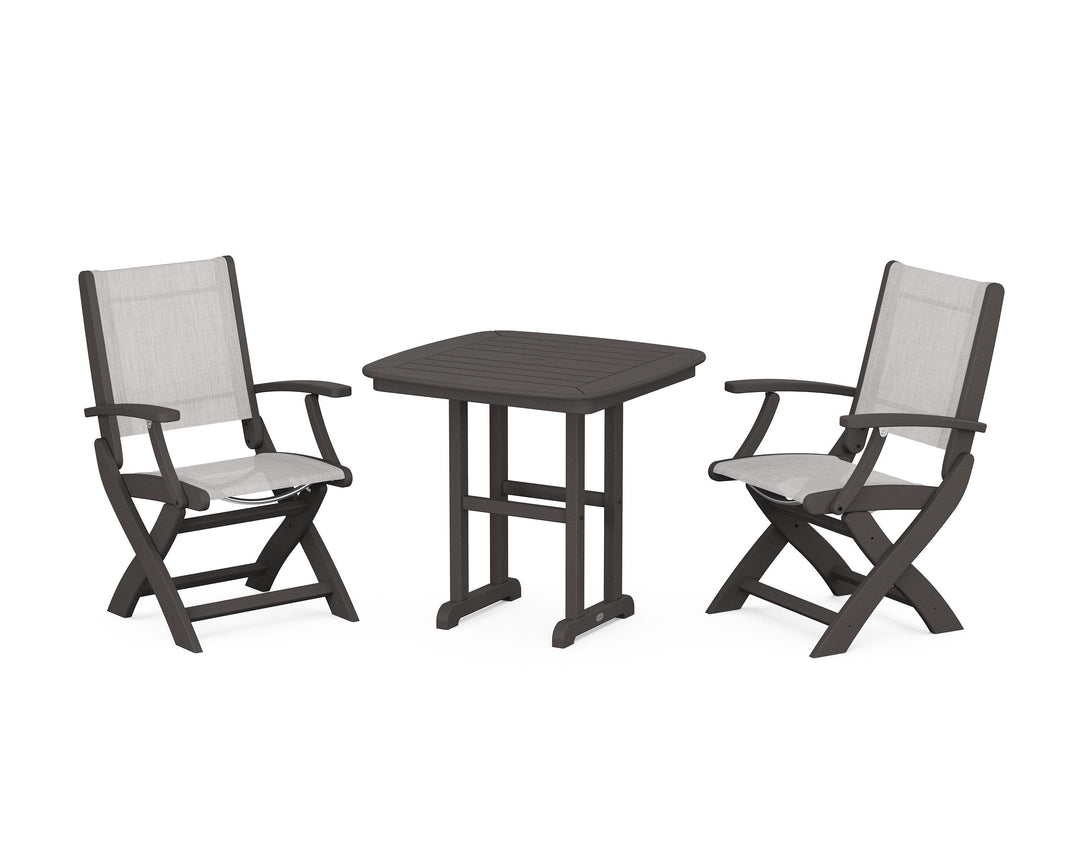 POLYWOOD® Coastal Folding Chair 3-Piece Dining Set
