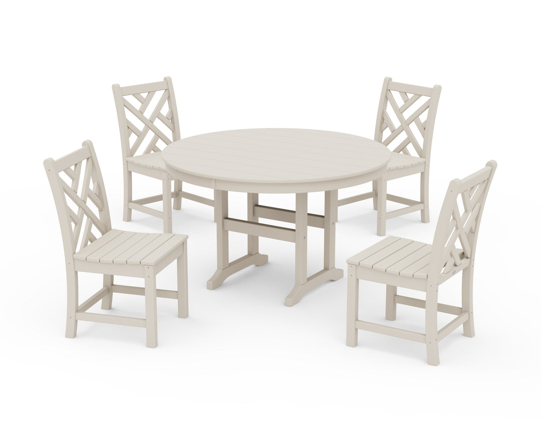 POLYWOOD® Chippendale 5-Piece Round Farmhouse Side Chair Dining Set
