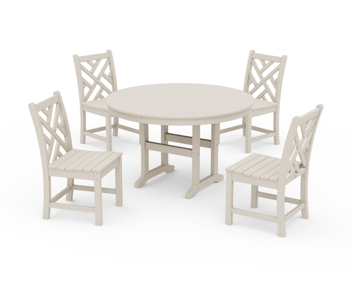 POLYWOOD® Chippendale 5-Piece Round Farmhouse Side Chair Dining Set