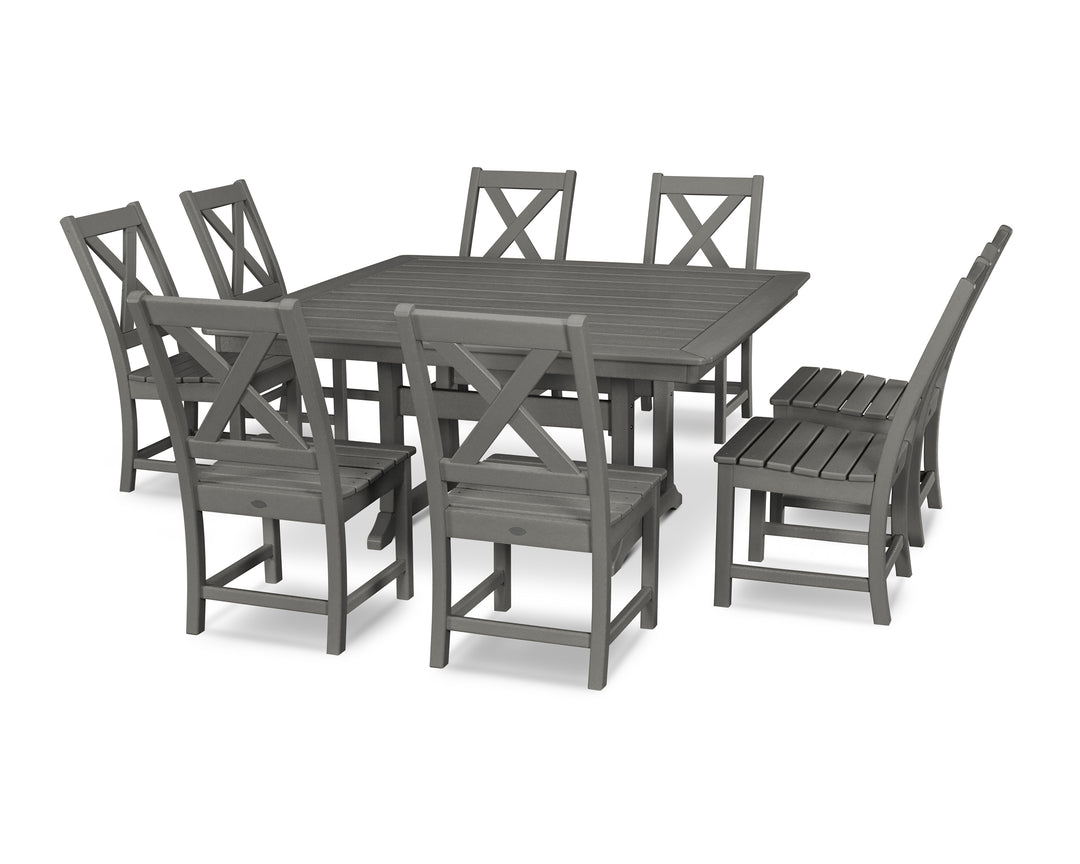 POLYWOOD® Braxton 9-Piece Nautical Trestle Dining Set