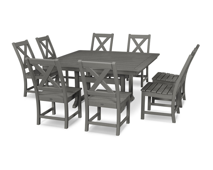 POLYWOOD® Braxton 9-Piece Nautical Trestle Dining Set