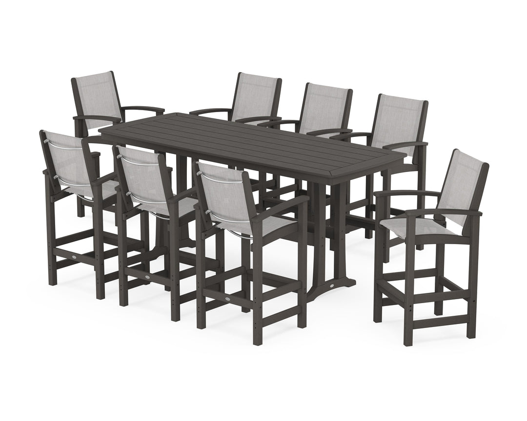 POLYWOOD® Coastal 9-Piece Bar Set with Trestle Legs