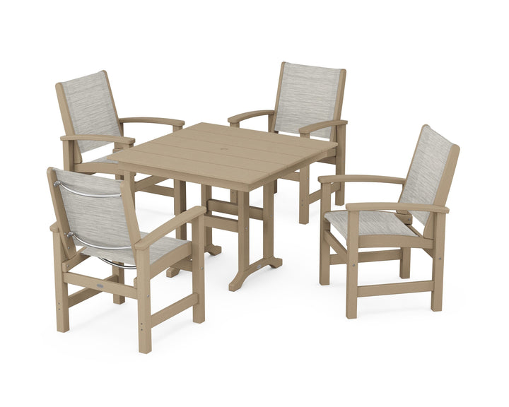 POLYWOOD® Coastal 5-Piece Farmhouse Dining Set