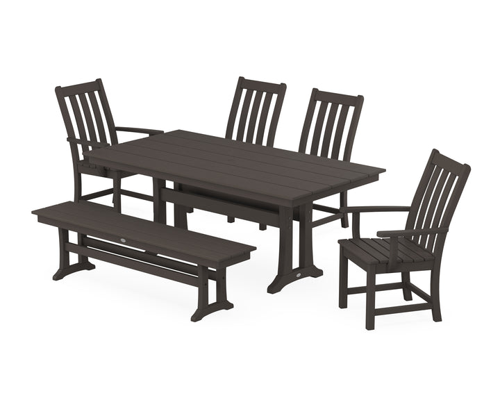 POLYWOOD® Vineyard 6-Piece Farmhouse Dining Set With Trestle Legs