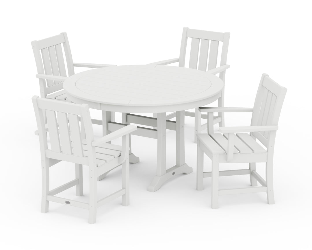 POLYWOOD® Oxford 5-Piece Round Dining Set with Trestle Legs