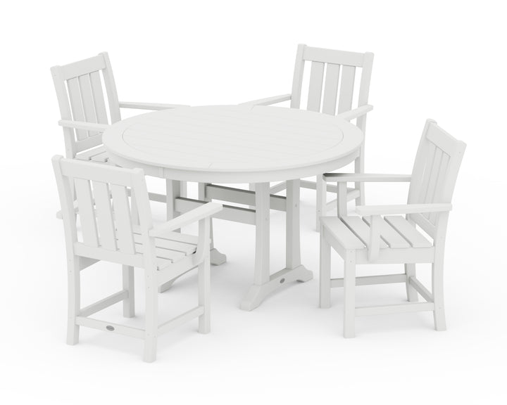 POLYWOOD® Oxford 5-Piece Round Dining Set with Trestle Legs