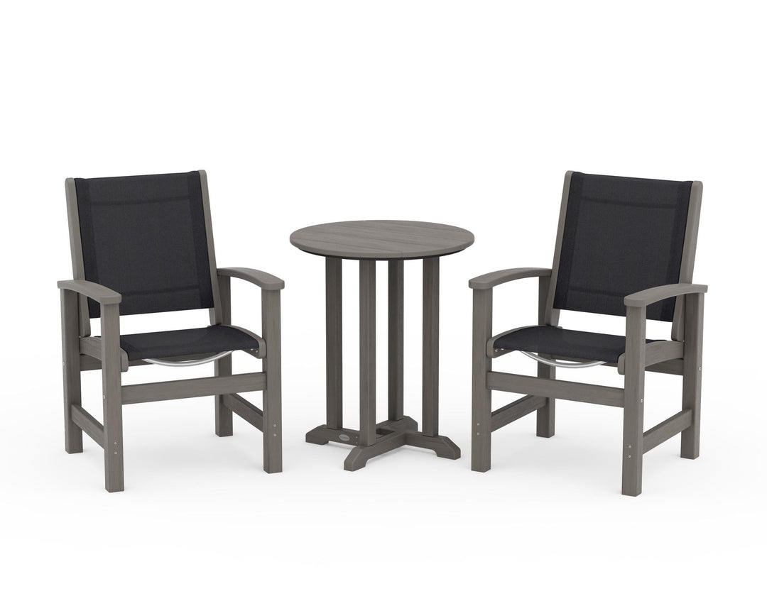 POLYWOOD® Coastal 3-Piece Round Bistro Dining Set